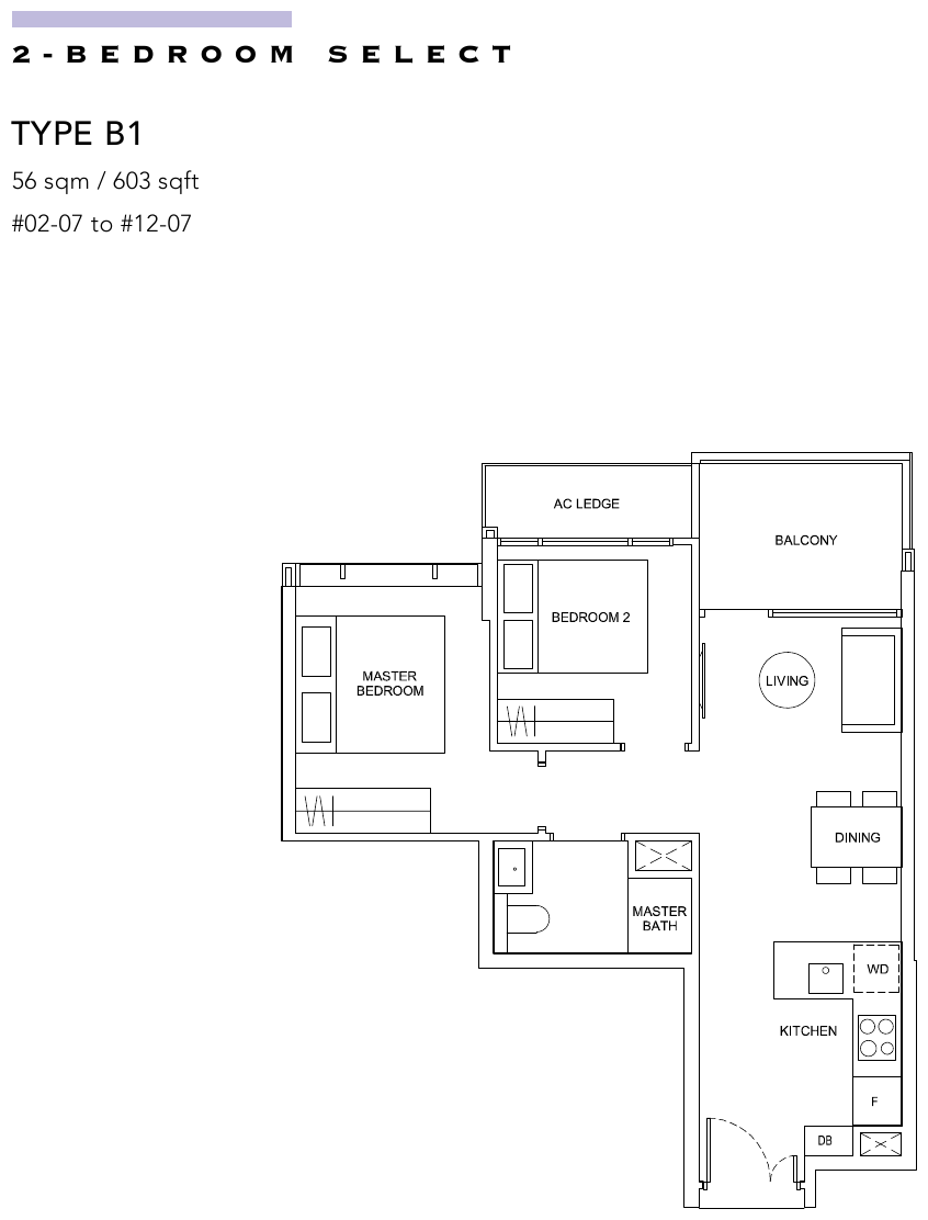 2-Bedroom Select · Type B1 · 603 sqft