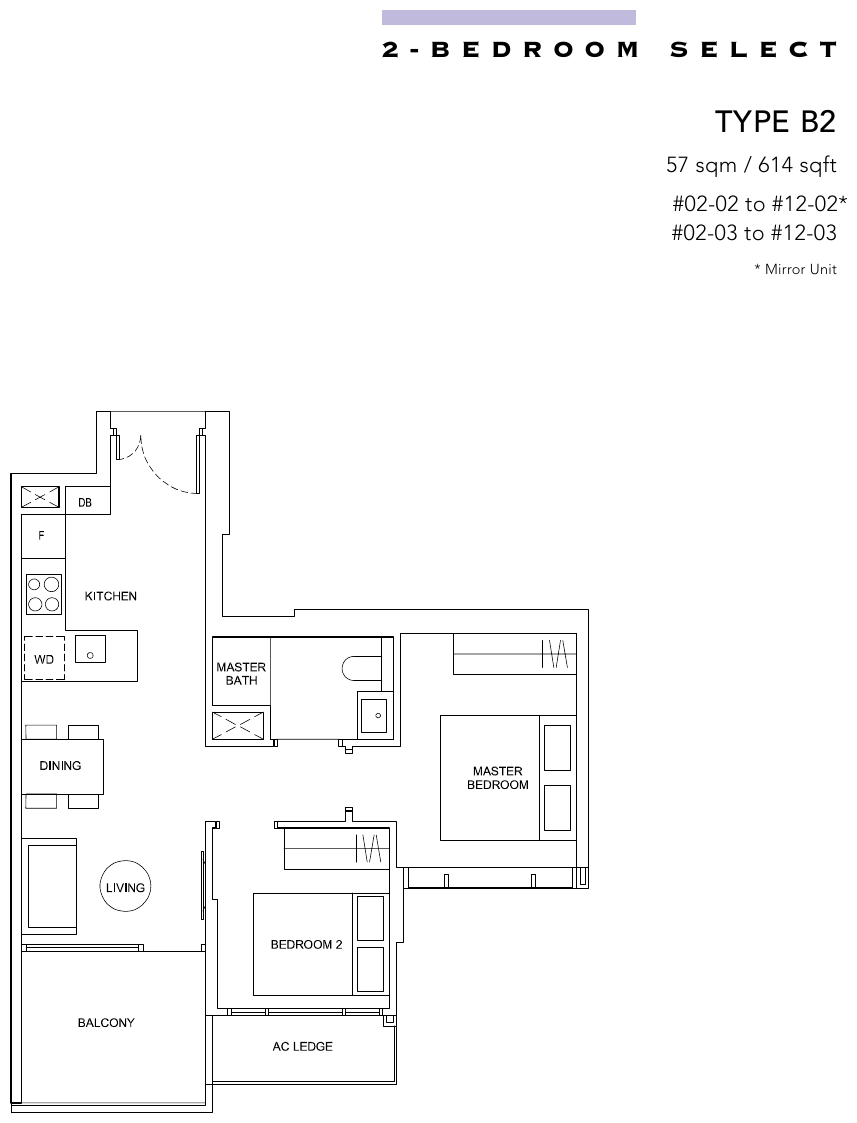 2-Bedroom Select · Type B2 · 614 sqft